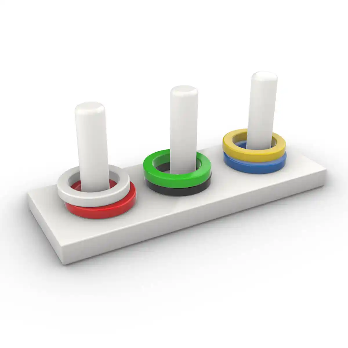 Juego de 6 anillas ENFEN + base “Torre de Hanoi”